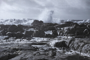 Rocky beach in winter