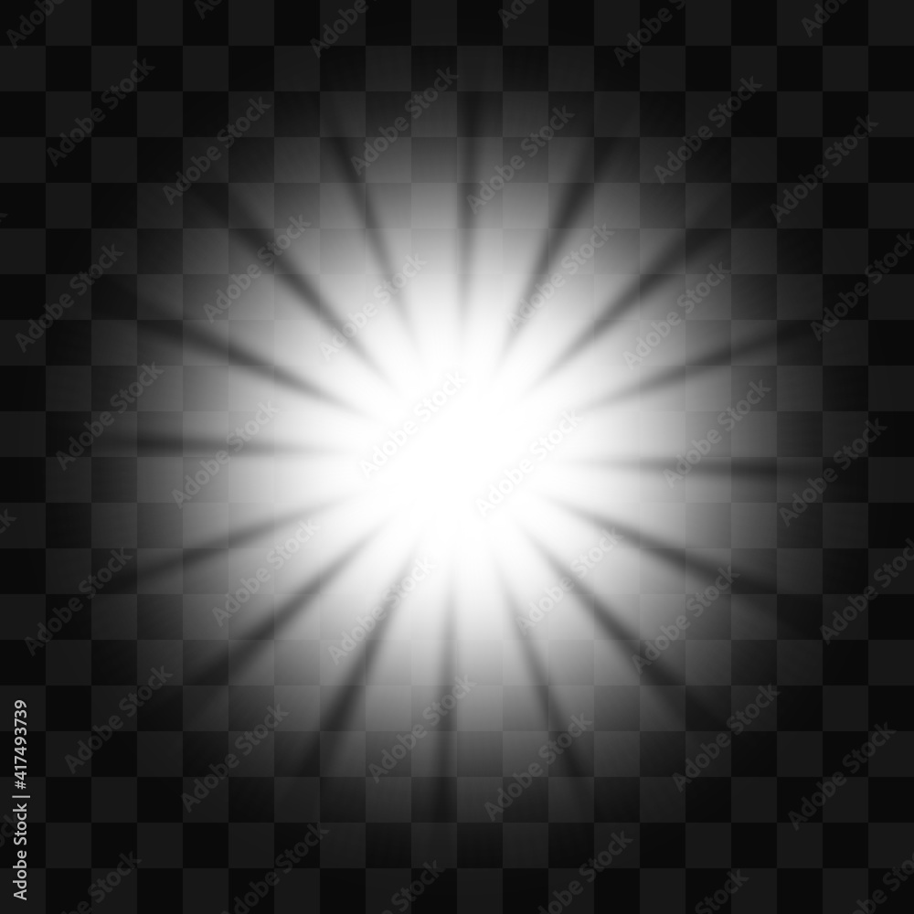 Wall mural white beautiful light explodes with a transparent explosion. vector, bright illustration for perfect