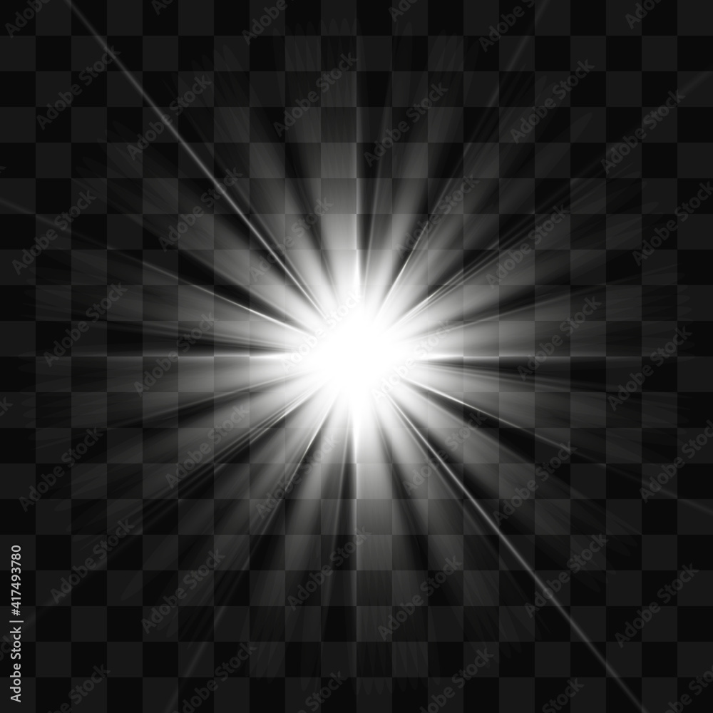 Wall mural white beautiful light explodes with a transparent explosion. vector, bright illustration for perfect
