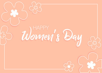 Vector illustration of stylish 8 march womens day with lettering text sign and flowers