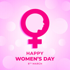 Happy women's day with female symbol poster design