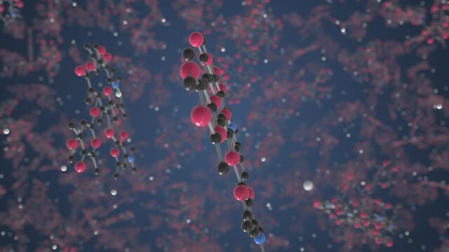 Molecule of Azithromycin. Molecular model, science related looping 3d animation