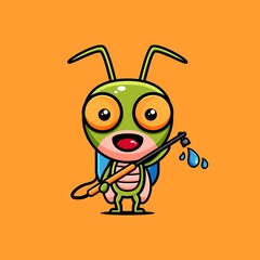 cute grasshopper character design themed pesticide