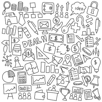 Business and Finance Doodle Icon Set