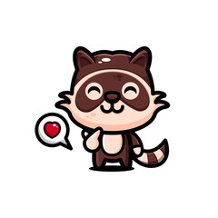 cute racoons character design themed happy