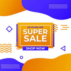 Super sale banner templete design for media promotions and social media promo
