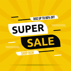 Super sale banner templete design for media promotions and social media promo