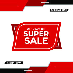 Super sale banner templete design for media promotions and social media promo