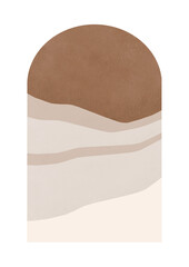 Abstract contemporary aesthetic background with geometric balance shapes. Arch and hills. Mid century modern minimalist art print. Organic shape.