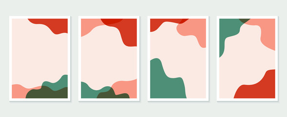 Abstract Geometric shapes vector collection. Abstract organic shape background design for wedding invitation, clipart, print, cover, wallpaper, Wall art, Mid century modern art. Vector illustration