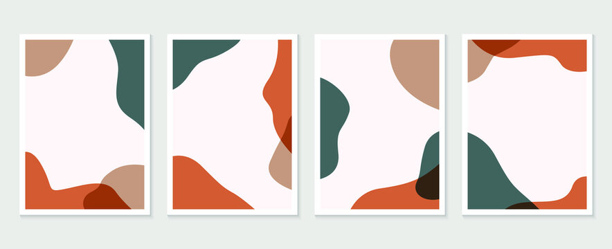 Abstract Geometric shapes vector collection. Abstract organic shape background design for wedding invitation, clipart, print, cover, wallpaper, Wall art, Mid century modern art. Vector illustration