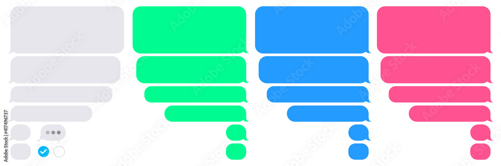 Wall mural phone bubbles sms empty set. isolated chat app bubble on white background. conversation composer for