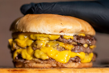 Burger, Cheese, Bacon, Doble, food