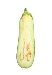 Cut eggplant on white background