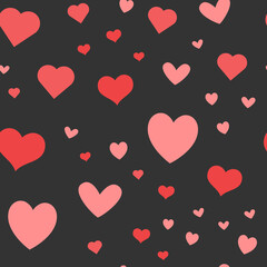 Heart icons seamless pattern, texture background.