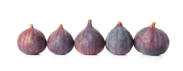 Fresh ripe figs on white background