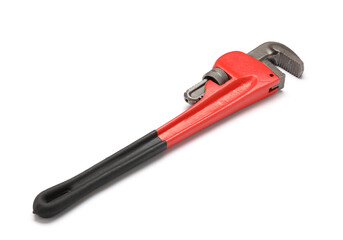 Plumbing wrench on white background