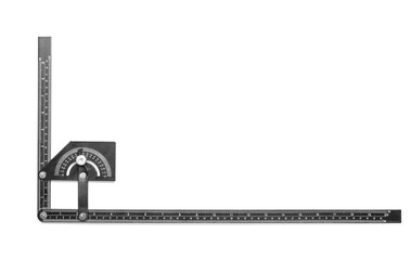 New builder's ruler on white background