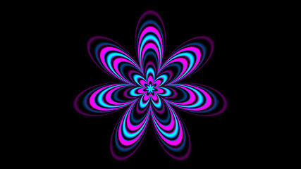 Illustration of Psychedelic flower shape over black