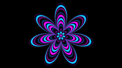 Illustration of Psychedelic flower shape over black