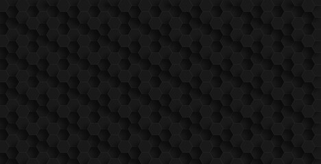 Black hexagonal simple pattern form abstract geometric layout textured background.