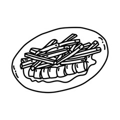 Currywurst Icon. Doodle Hand Drawn or Outline Icon Style