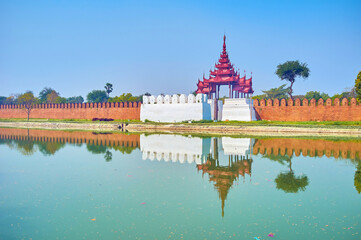 The walls of Mandalay Citadel, Myanmar