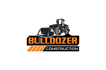 Bulldozer logo template vector. Heavy equipment logo vector for construction company. Creative excavator illustration for logo template.