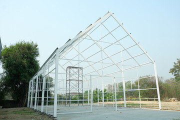 Construction Green House or Nursery plants for Background.