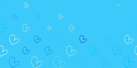 Light BLUE vector texture with lovely hearts.