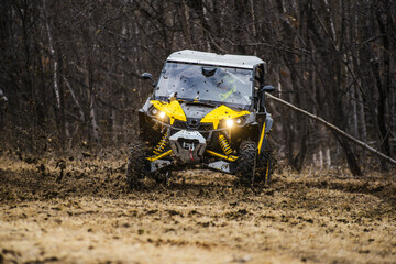 ATV adventure. Buggy extreme ride on dirt track. UTV © suvorovalex