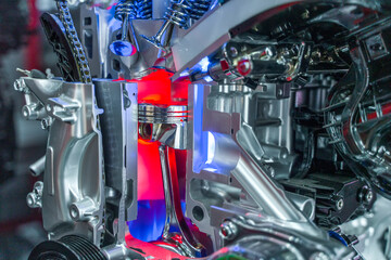 Modern powerful car engine section 