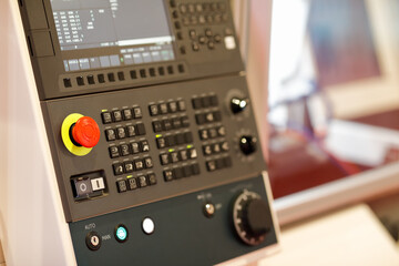 control panel of CNC machining center close up