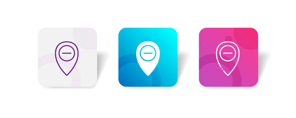 reduce pin point location pixel perfect icon set bundle in line, solid, glyph, 3d gradient style