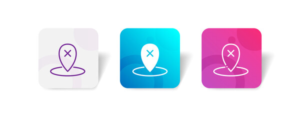 cross mark wrong pin location navigation pixel perfect icon set bundle in line, solid, glyph, 3d gradient style