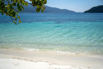 The Andaman Sea is beautiful in clear blue color. And white sandy beaches at Koh Lipe island in Satun, Thailand