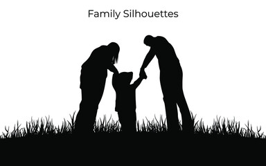 Family silhouette vector illustration template. Eps 10. Love symbol. Happy and holiday concept. Isolated an object.