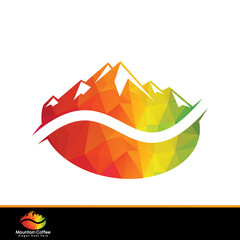 Mountain coffee bean logo vector design.  Coffee seed logo vector illustration design.