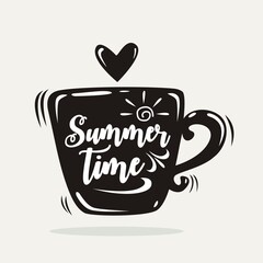 Summer time vector illustration, background. Hand lettering inspirational typography poster, banner.