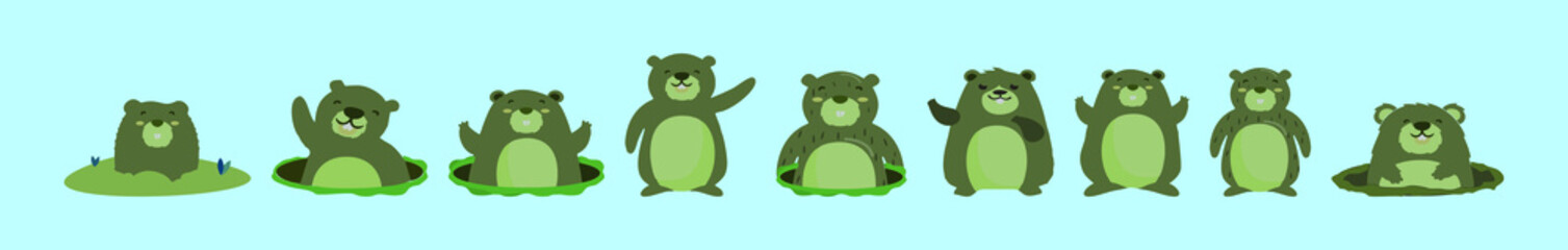 set of animals cartoon design template with various models. vector illustration isolated on blue background