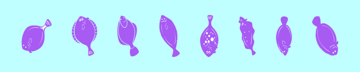 set of fish cartoon icon design template with various models. vector illustration isolated on blue background