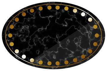 楕円形のドットフレーム　ブラック＆ゴールド　大理石