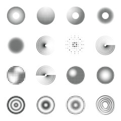 Radial Halftone Circle Vectors Set
