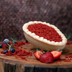 Close-up of easter egg dessert.