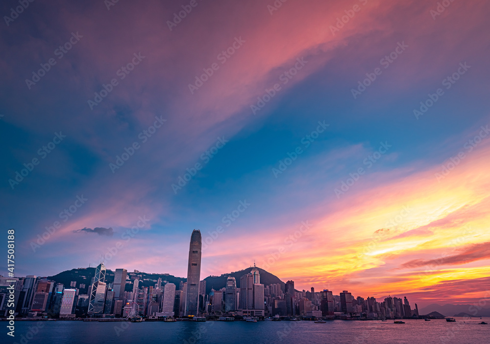 Poster hong kong cityscapes and architecture