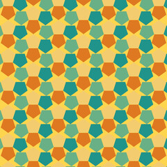Inverted pentagon seamless pattren with yellow background.