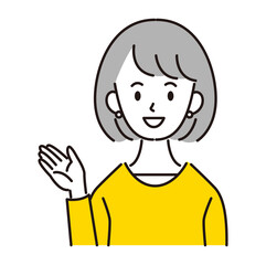 女性　笑顔　案内