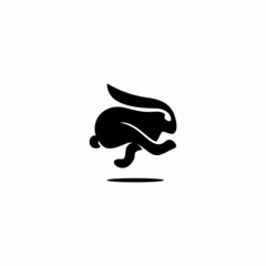 rabbit jump flash logo vector illustration