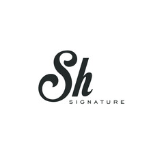 letter SH. vector logo monogram alphabet design calligraphy