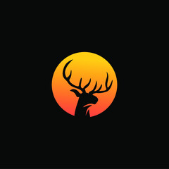silhouette of reindeer logo. Vector illustration
